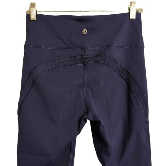 Lululemon Revitalize Crop Navy Blue Mesh Panels High Waist Yoga Leggings 8 - Picture 4 of 9